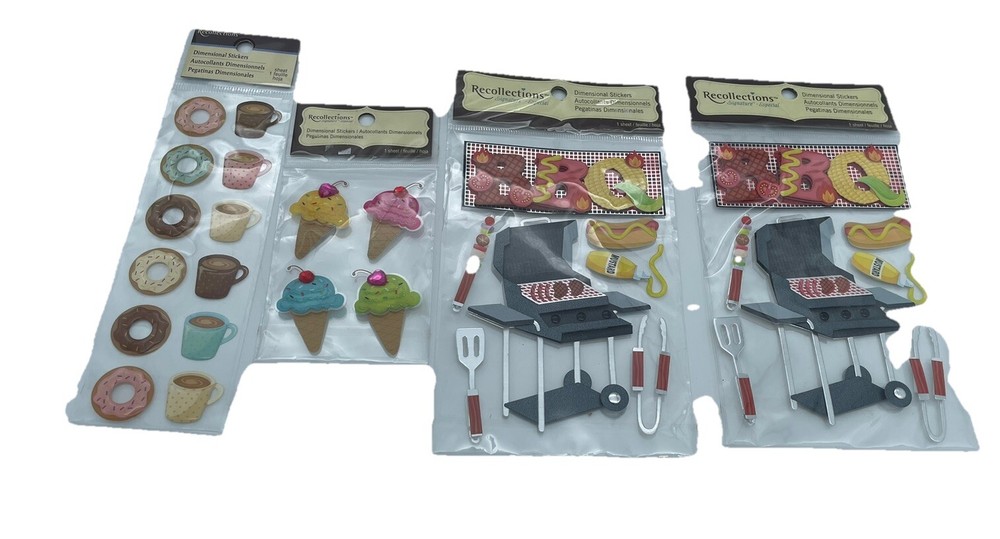 Recollections Dimensional Food&Cooking Scrapbook Stickers Lot Of 4 New Pkgs
