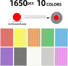 3/8″ Small Colored Dot Stickers 1650 PCS Round Circle Stickers Tiny 10 Colors…