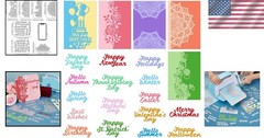 Carbon Steel Die Cut Set: 7 Floral Borders and Festive Fonts for Crafts