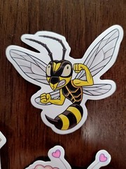 STICKERS x 5 Honey Bee Apiculture Beehive Cartoon Large Sticker BEE2