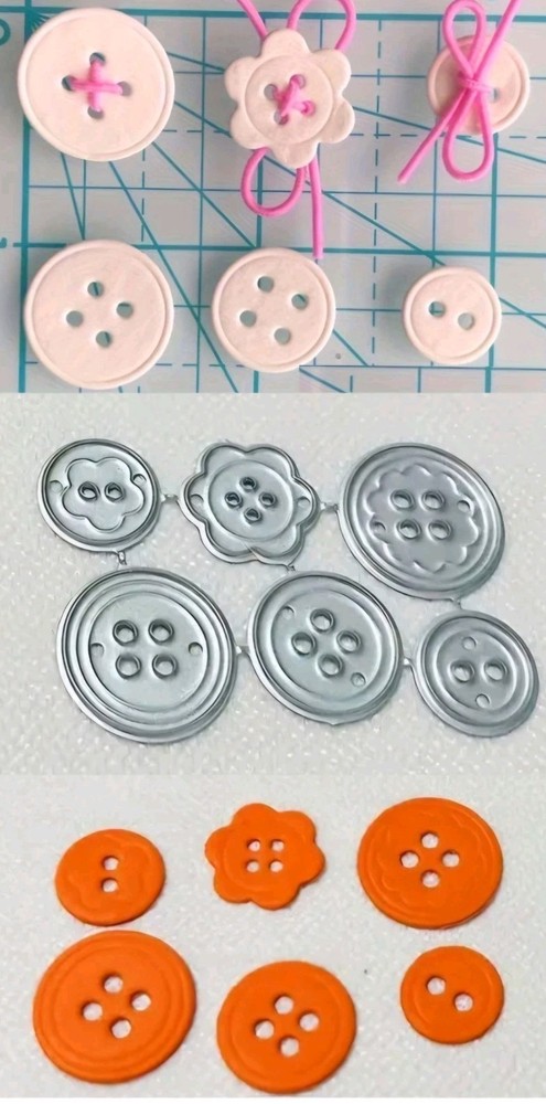 Sewing Buttons Paper Cutting Die Scrapbooking Junk Journal Greeting Cards Craft