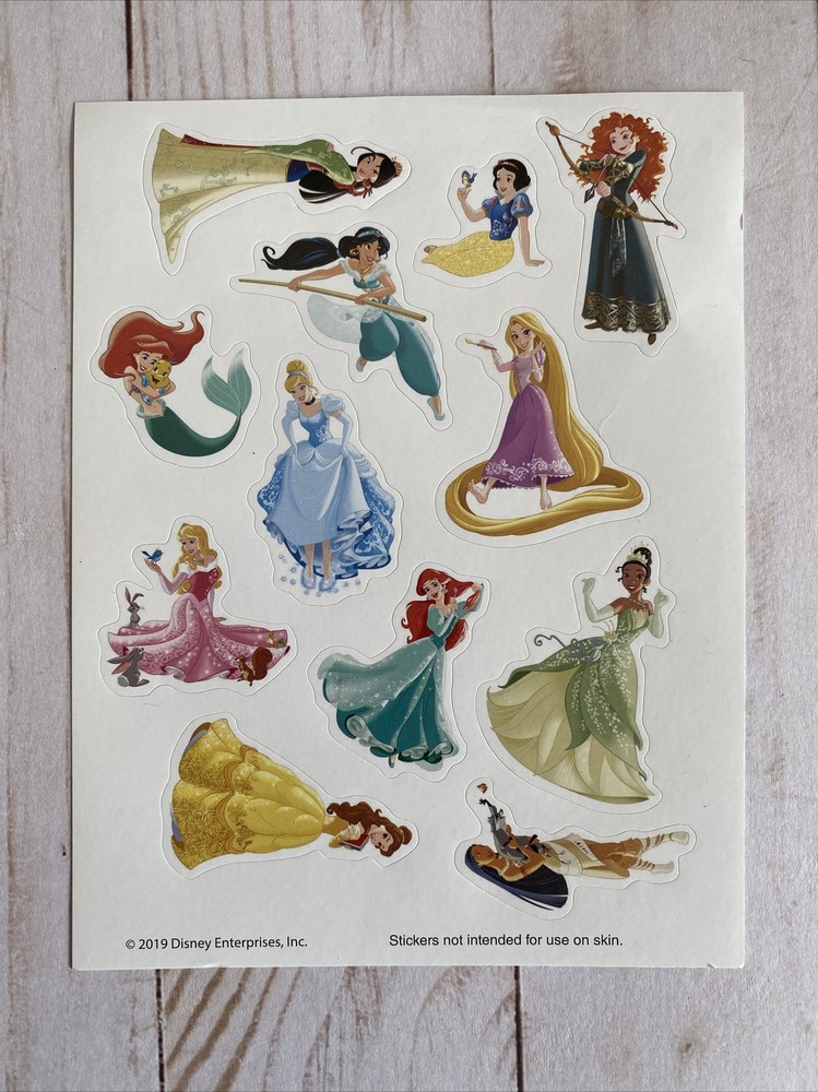 Disney Princess Stickers Belle Aurora Merida Snow White Jasmine Mulan + More New