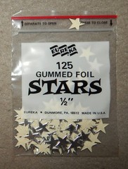 3 Packs Vintage Silver Star Foil Gummed Stickers (1/2″, 125 per pack, 375 total)