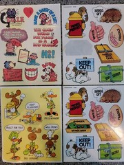 4 Vintage 80s Hallmark 79 Dennison Stickers teacher diary humor words stick ons