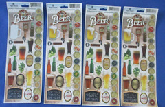#14 NEW Lot-4 Sheets Beer Lager Stickers Cardmaking Scrapbook Crafts DIY