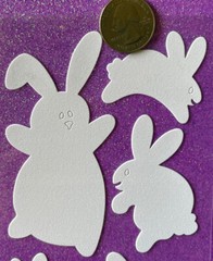 WHITE FUZZY RABBIT Stickers (6pc)Stampendous•Holiday•Easter •Bunnies•Jumping•