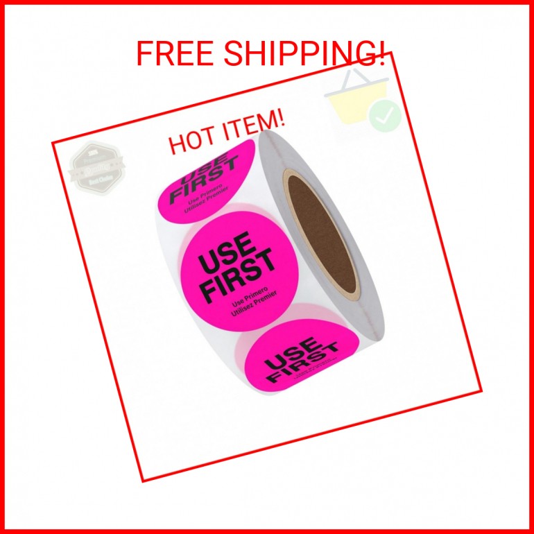 Hybsk Fluorescence USE First Stickers Restaurant Food Service FIFO Label 1.5 Inc