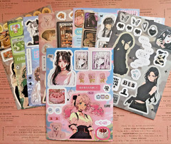 Coquette Anime Girl Sticker Sheet Matte Japanese Korean Deco Journaling Bujo