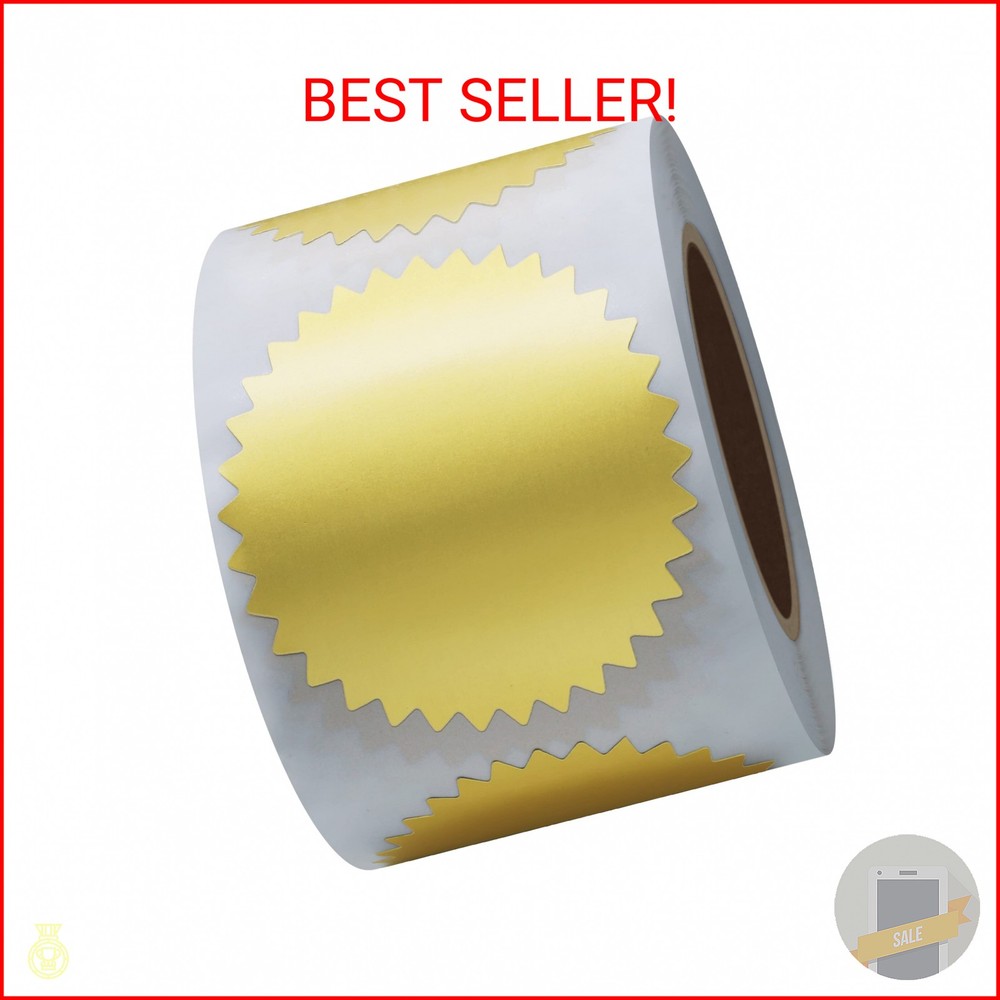 Hybsk 300pcs Notary Seals 2 inch Embossing Stickers Gold Metallic Certificate Se