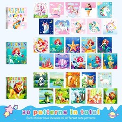 Colorful 3PCS Sticker Paint Books: Unleash Creativity with Unicorns & Mermaids