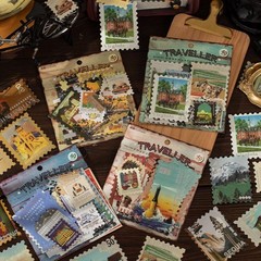 160 Pcs Aesthetic World Travel Stamp Stickers, Vintage Postage Decals with Si…