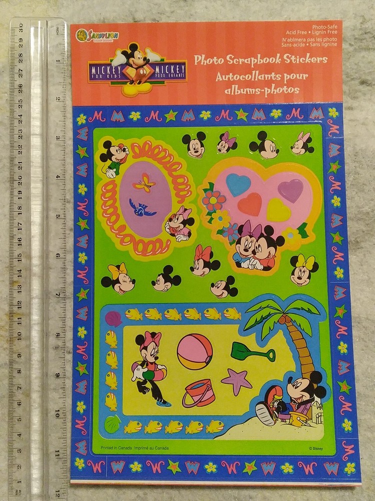 Vintage Sandylion Photo Scrapbook Stickers Mickey Mouse Minnie Beach Springtime