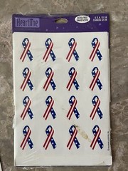 3 Vintage Heartline Stickers, USA flags