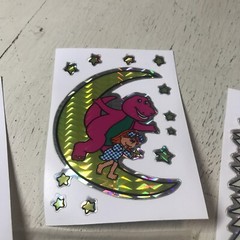 4 Vintage BARNEY & FRIENDS w/Girl RARE Prism Vending Machine Stickers