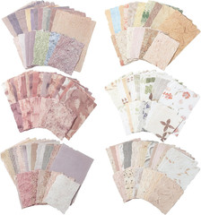 192 Pcs Textured Scrapbook Paper with Lace Stickers, 6 Vintage Scrapbook Supplie