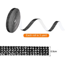 0.35 Inch Self Adhesive Rhinestone Strips 3 Yard for Crafts,Black