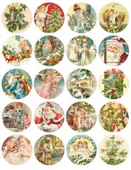 Set of 20 Vintage Victorian Christmas 2 Inch STICKERS – Just Cut & Use!