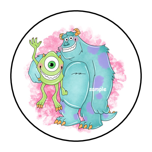 Custom Kids STICKERS ENVELOPE SEALS LABELS TAGS 1.5″ ROUND Monsters PINK