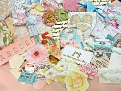 Scrapbook Mixed Lot Ephemera And Embellishments In Stitched Vellum Envelope