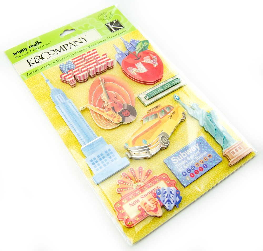 K&Company Dimensional Stickers Happy Trails New York City 9pc Set