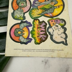 Vintage 80s Sticker Sheets Current Highlights Halloween Witch Cat Rainbow Dinos