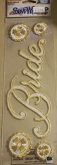 SEW WHATS Title EMBROIDERED ~ BRIDE ~ 11×3 Flowers Wedding 3D Scrapbook Stickers