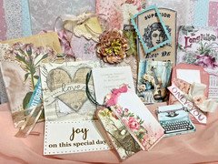 Scrapbook Mixed Lot Ephemera And Embellishments In Stitched Vellum Envelope