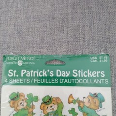 New Sealed VTG American Greetings St. Patrick’s Day Leprechaun Bear Stickers