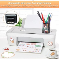 300 Sheets White Sticker Paper 8.5×11 for Inkjet Printer