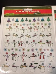 Christmas Stickers Mini Snowman / Trees + Glitter Candy Canes w/ Gemstones * NEW