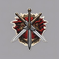 Sword Coat Of Arms sticker 3×3″ ~