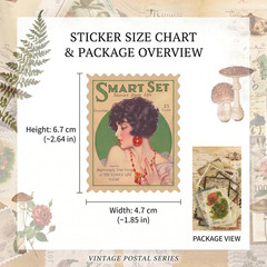 60Pcs Vintage Postage Stamp Stickers, Aesthetic Sticker for Scrapbooking, Journa