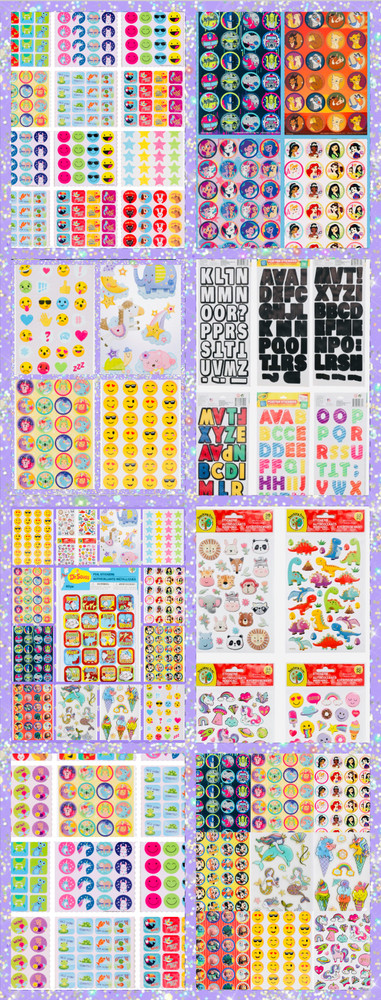 999+ STICKERS Random Vinyl Laptop Luggage Decals Puffy Pop Up Fun Characters Lot