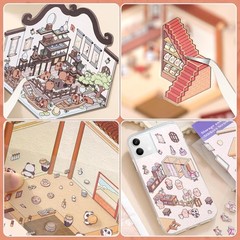 DIY 3D House Stickers for Adult & Kids, 4 Pcs Fun DIY Stickers Scene Make Your O