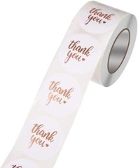 1000Pcs 1.5 Inch Thank You Stickers Font Rose Gold Foil Lables For Greeting Card