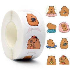 500 Sheets Cute Capybara Cartoon Stickers Roll Waterproof PET DIY Decals
