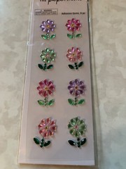 THE PAPER STUDIO STICKERS – 3D MULTI-COLORED FLOWER GEMS FLOWERS 8PCS