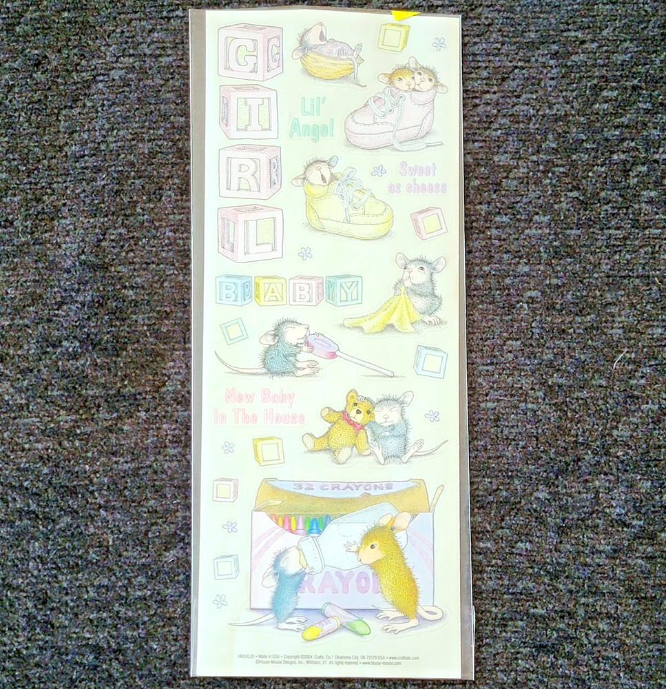 House Mouse & Friends Sticker Sheet New Baby Girl 2003 USA Rare Vtg stickers