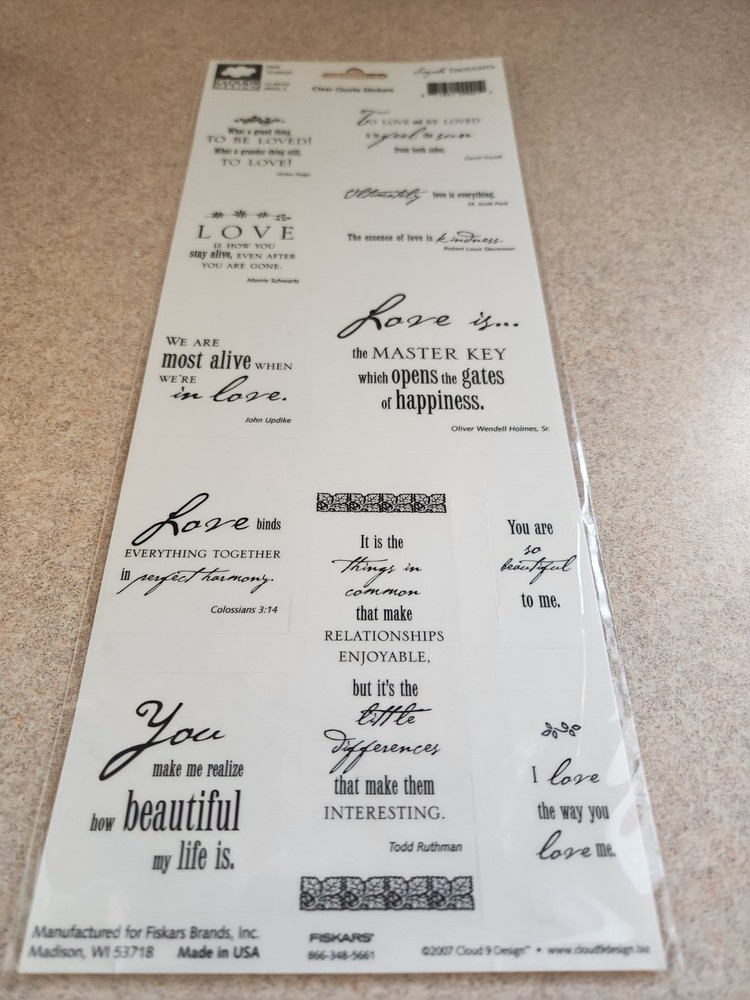 Cloud 9 Design/Simple Thoughts~Love~Clear Quote Stickers