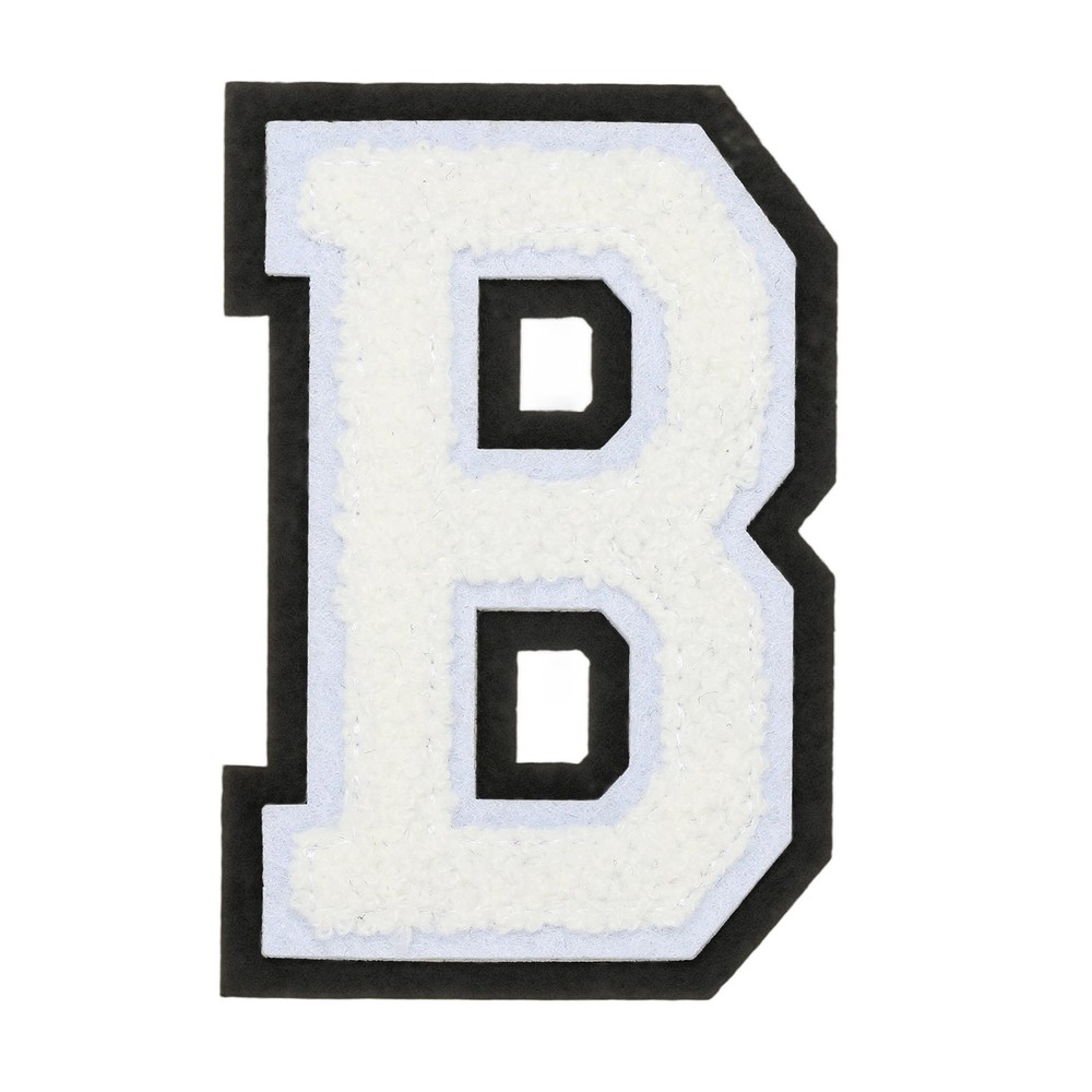 4″ Chenille Letter Patches,White Chenille Initial A-Z Patches (Letter B)