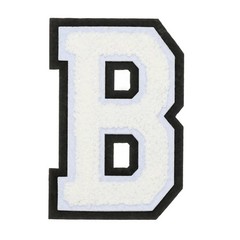 4″ Chenille Letter Patches,White Chenille Initial A-Z Patches (Letter B)