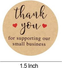 1.5» Thank You for Supporting Our Business Labels – 500 Pack of Kraft Stickers