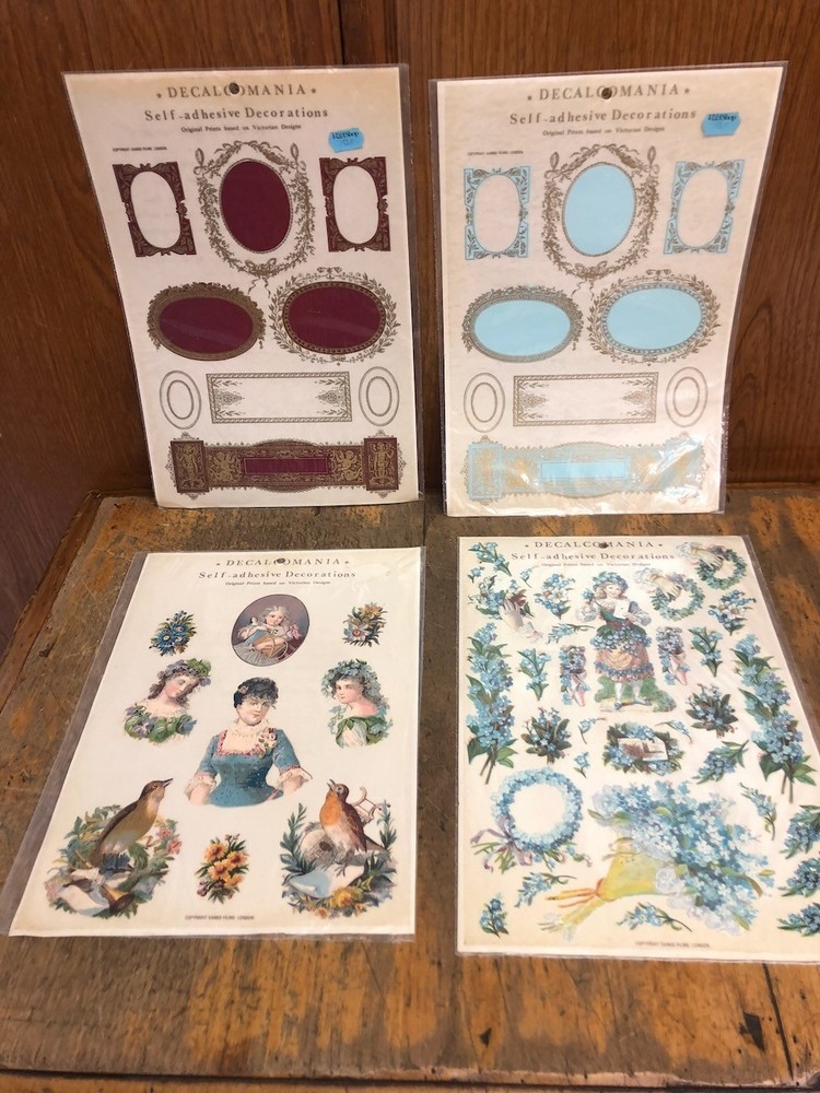 Vintage Victorian Design adhesive decals Sands Films London 4 sheets RARE!!
