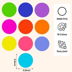 3000 PCS 1/2 Inch Colored Dot Stickers Round Color Coding Labels Circle Dots …