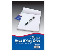 BAZIC 100 Ct. 5.75″ X 9″ Ruled Writing Tablet,Scrapbooking Stickers