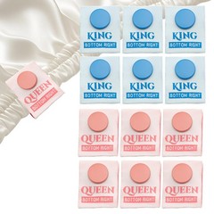 12-Pack Color Coded Bed Labels, 6 Pink Queen 6 Sky Blue King Snaps, Machine W…