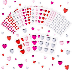 516 Pcs Heart Rhinestones Sticker Acrylic Heart Gems Stickers Crystal Gems Self