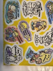 Vtg 1983 Cabbage Patch Kids Fuzzy Coloring Stickers Partially Colored OAA, Inc.