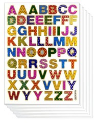 0.5 Inches A-Z Letter 10 Sheets Colorful Alphabet Letters Self-Adhesive Gold