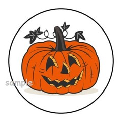 30 JACK O LANTERN HALLOWEEN ENVELOPE SEALS LABELS STICKERS 1.5″ ROUND PUMPKIN